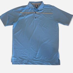 FootJoy FJ Men's Short Sleeve Golf Polo Shirt Blue Chest Stripe S